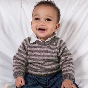 Strikkesett Genser og bleiebukse striper - garnpakke i Bluum Soft Merino Ull