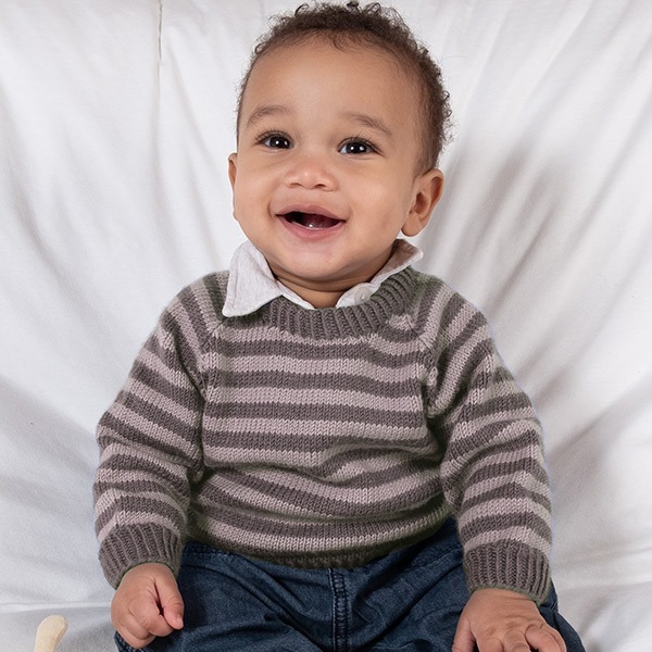 Strikkesett Genser og bleiebukse striper - garnpakke i Bluum Soft Merino Ull