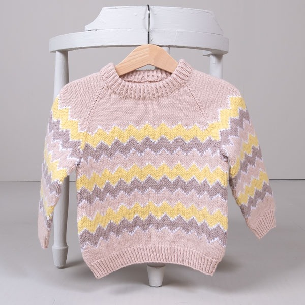 Strikkegenser Lollipop - garnpakke i Bluum Soft Merino Ull