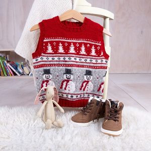 Strikkevest Julevest 4 frg - garnpakke i Bluum Soft Merino Ull