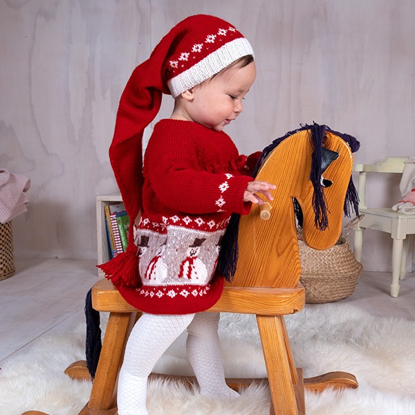 Strikkesett Snømannkjole med nisselue - garnpakke i Bluum Soft Merino Ull