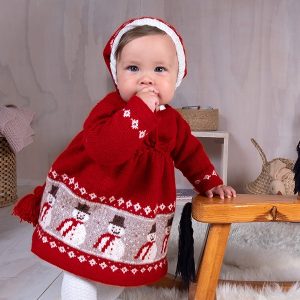 Strikkesett Snømannkjole med nisselue - garnpakke i Bluum Soft Merino Ull
