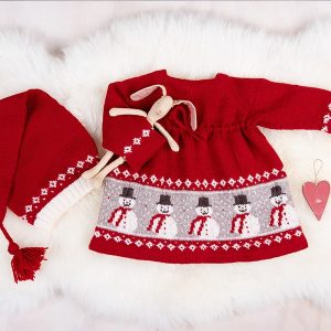 Strikkesett Snømannkjole med nisselue - garnpakke i Bluum Soft Merino Ull