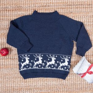 Strikkegenser Reinsdyr - garnpakke i Bluum Pure Eco Baby Wool
