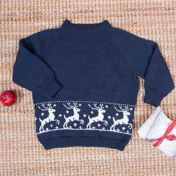 Strikkegenser Reinsdyr - garnpakke i Bluum Pure Eco Baby Wool