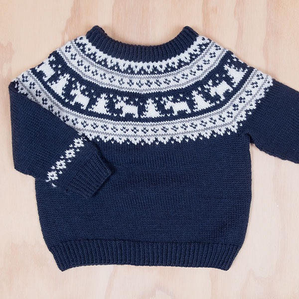 Strikkegenser Vinternatt - garnpakke i Bluum Pure Eco Baby Wool