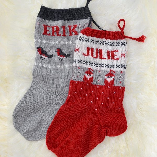 Strikk Julestrømper Dompap og Nisse - garnpakke i Bluum Pure Eco Baby Wool
