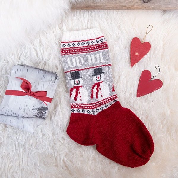 Strikk Julestrømper Snømann og Rudolf - garnpakke i Bluum Pure Eco Baby Wool