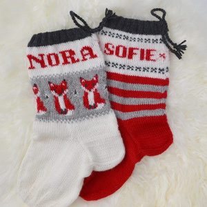 Strikk Julestrømper Striper og Rev - garnpakke i Bluum Pure Eco Baby Wool