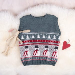 Strikkesett Julevest 5 frg m/skjørt og nisselue - garnpakke i Bluum Soft Merino Ull