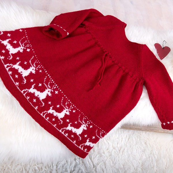 Bluum strikk - Reinsdyrkjole med nisselue i Pure Eco Baby Wool