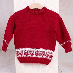Strikkegenser Brannbil - garnpakke i Bluum Pure Eco Baby Wool