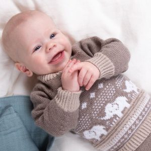 Strikkegenser Elefantene bader - garnpakke i Bluum Soft Merino Ull