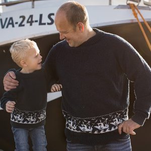 Strikkegenser Fiskebåt til herre i Grå-farger - garnpakke i Bluum Pure Eco Baby Wool