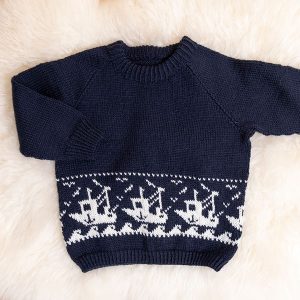Strikkegenser Fiskebåt i Grå-farger - garnpakke i Bluum Pure Eco Baby Woo