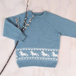 Strikkegenser Hest - garnpakke i Bluum Pure Eco Baby Wool