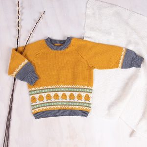 Strikkegenser Kyllinger - garnpakke i Bluum Soft Merino Ull