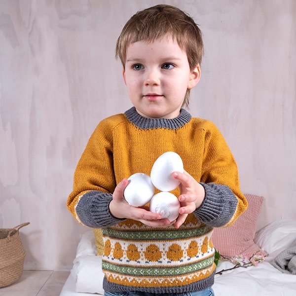 Strikkegenser Kyllinger - garnpakke i Bluum Soft Merino Ull