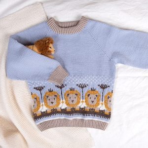 Strikkegenser Løver på savannen - garnpakke i Bluum Soft Merino Ull