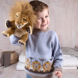 Strikkegenser Løver på savannen - garnpakke i Bluum Soft Merino Ull