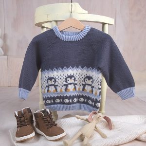 Strikkegenser Pingviner på isen - garnpakke i Bluum Soft Merino Ull