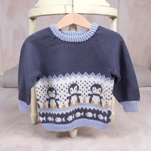 Strikkegenser Pingviner på isen - garnpakke i Bluum Soft Merino Ull
