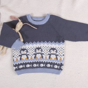 Strikkegenser Pingviner på isen - garnpakke i Bluum Soft Merino Ull