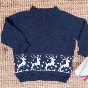 Strikkegenser Reinsdyr - garnpakke i Bluum Pure Eco Baby Wool