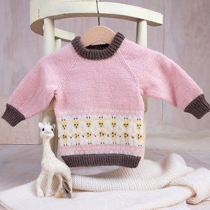 Strikkegenser Sjiraffer på rad og rekke - garnpakke i Bluum Soft Merino Ull