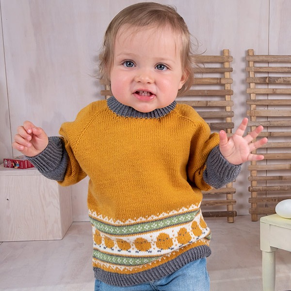 Strikkesett Kylling genser med lue - garnpakke i Bluum Soft Merino Ull