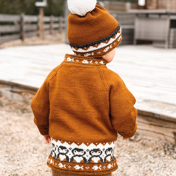 Strikkesett Pingvin genser med lue - garnpakke i Bluum Pure Eco Baby Wool