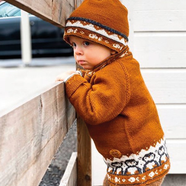 Strikkesett Pingvin genser med lue - garnpakke i Bluum Pure Eco Baby Wool