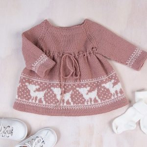 Strikkekjole Bambi - garnpakke i Bluum Pure Eco Baby Wool