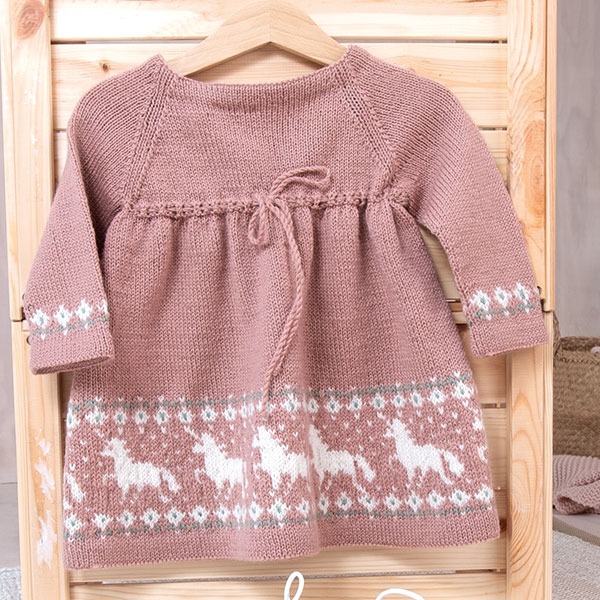 Strikkekjole Enhjørning - garnpakke i Bluum Pure Eco Baby Wool