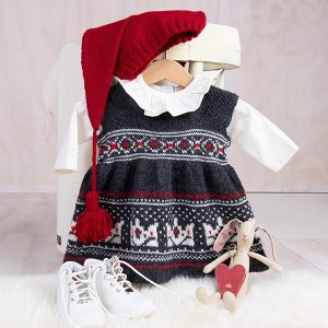 Strikkekjole - Kronestakken med nisselue i Buum Pure Eco Baby Wool