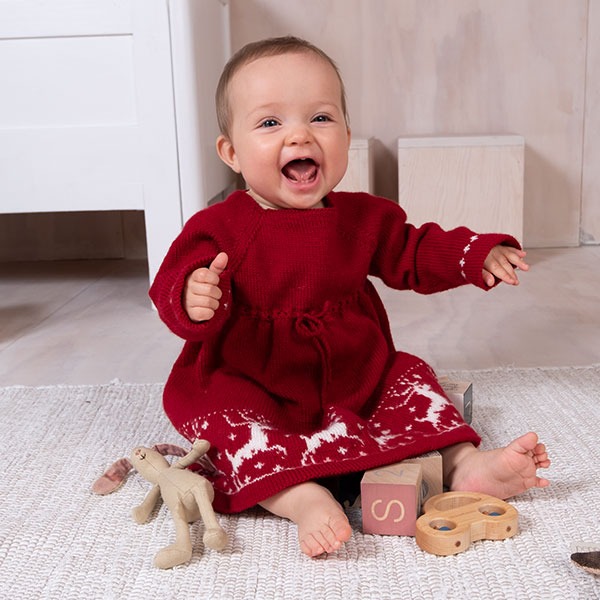 Strikkekjole Reinsdyr - garnpakke i Bluum Pure Eco Baby Wool
