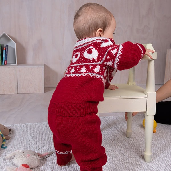 Strikkesett Billebæ jakke og bukse - garnpakke i Bluum Pure Eco Baby Wool