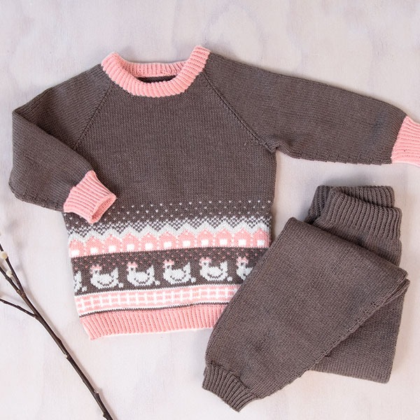 Strikkesett Hønsegården - garnpakke i Bluum Soft Merino Ull