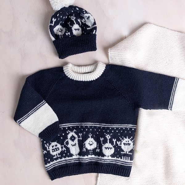Bluum-strikkesett-Monstergen-7-1.jpeg Strikkesett Monstergenser og lue - garnpakke i Bluum Pure Eco Baby Wool