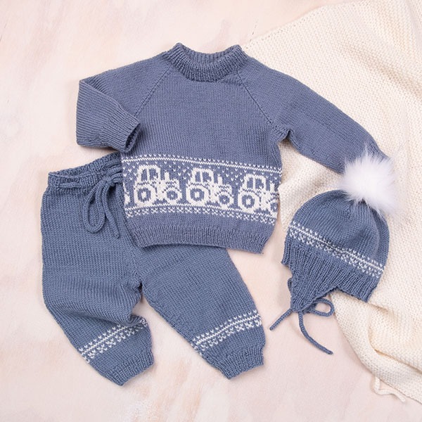 Strikkesett Traktor - garnpakke i Bluum Pure Eco Baby Wool