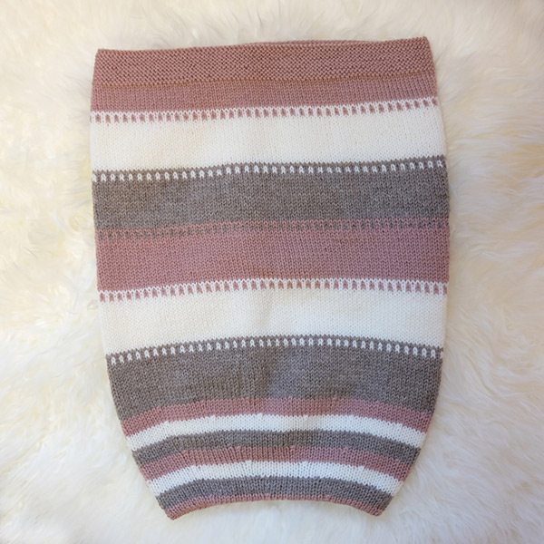 Strikk Kosepose striper rosa - garnpakke i Bluum Pure Eco Baby Wool