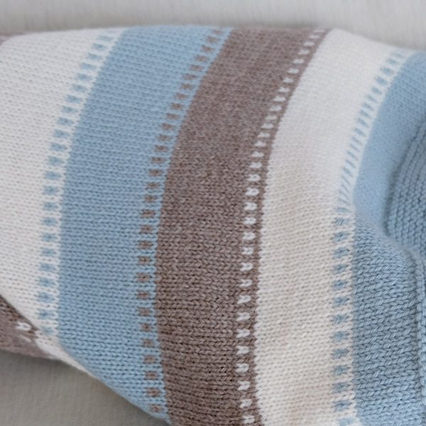 Strikk Kosepose striper blå - garnpakke i Bluum Pure Eco Baby Wool