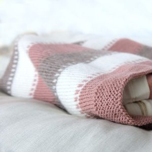 Strikk Kosepose striper rosa - garnpakke i Bluum Pure Eco Baby Wool
