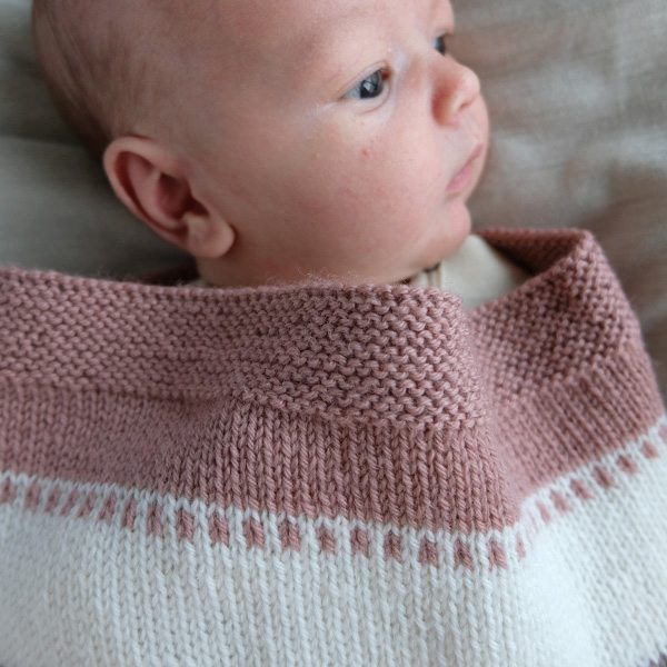 Strikk Kosepose striper rosa - garnpakke i Bluum Pure Eco Baby Wool