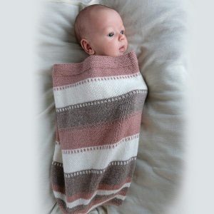 Strikk Kosepose striper rosa - garnpakke i Bluum Pure Eco Baby Wool