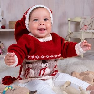 Strikkesett Snømanngenser og nisselue - garnpakke i Bluum Soft Merino Ull