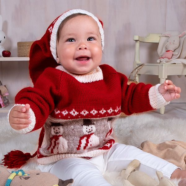 Strikkesett Snømanngenser og nisselue - garnpakke i Bluum Soft Merino Ull