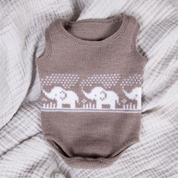 Strikkebodyer Elefantene bader 2 stk - garnpakke i Bluum Soft Merino Ull