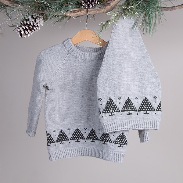 Strikkegenser Juletre m/nisselue - garnpakke i Bluum Soft Merino UlL