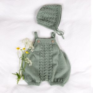 Strikkeromper Hjerteløv m/seler og lue - garnpakke i Bluum Soft Merino Ull